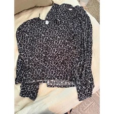 Natori XL Blue Leopard Print Pajama Set Sleepwear Lounge Two Piece