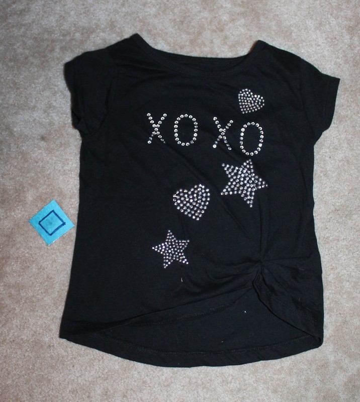 XOXO Girls' Size 4 GRAPHIC T-SHIRT (black w/ rhinestones) EUC