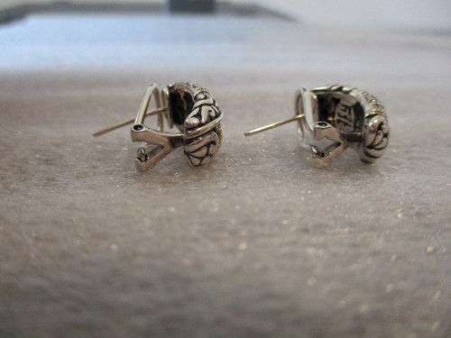 EFFY BALISSIMA DIAMOND EARRINGS ~0.40tcw 18K YELLOW GOLD 925 SILVER OMEGA -7.22g - Picture 18 of 20