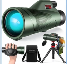12x60HD Monocular Telescope for Adults with Smartphone Adapter Tripod Hand Strap