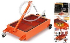 Low Profile Oil Drain Pan 20 Gal with 110V Electric Pump - 8.2ft Hose Folding