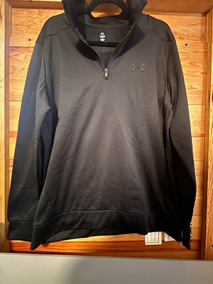 Under Armour Men's Black Loose Fit 1/4 Zip Mock Neck Pullover Long Sleeve L