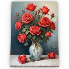 Red Roses in a Vase Art Poster Satin High Quality Stunning Archival A1 A2 A3