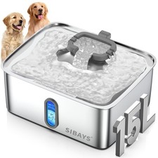 4Gal/15L Dog Water Fountain for Large Dogs, Stainless Steel Large Pet Water F...