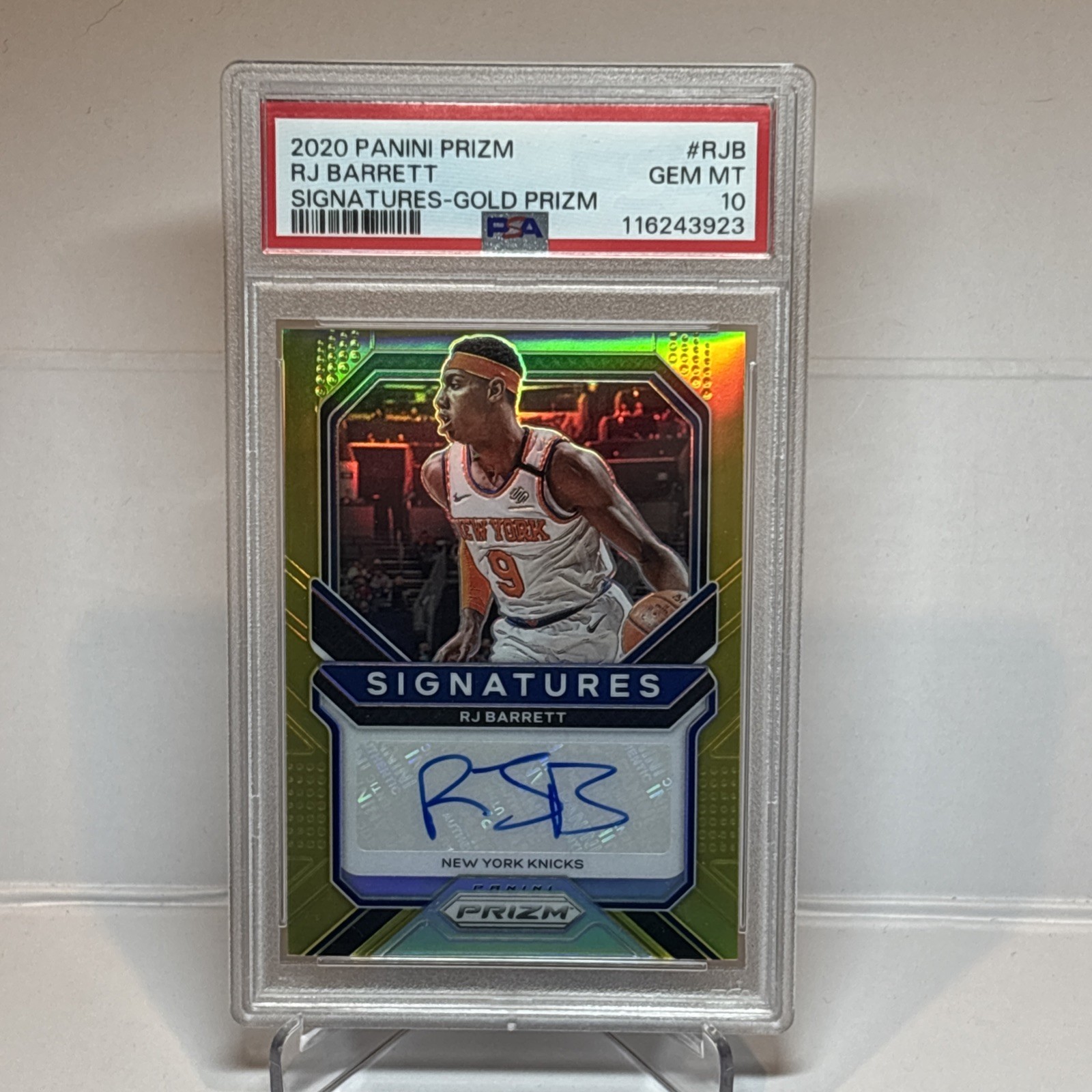 2020 PANINI PRIZM SIGNATURES RJ BARRETT TRUE GOLD AUTO PSA 10 Gold Prizm /10