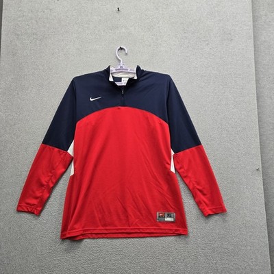 Fresno State Bulldogs Men Sweatshirt XL Red Colorblock Spellout Quarter Zip Nike