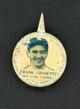 1938 PM8 OUR NATIONAL GAME PIN FRANK CROSETTI YANKEES VG-EX 551196 (KYCARDS)
