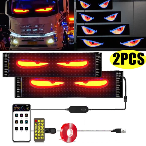 2X 35cm Lkw Devil Eye Lampe LED-Bildschirm Auto-Augenlicht Lkw dynamisches Licht - Bild 2 von 12