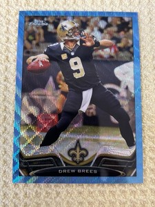 2013 Topps Chrome Drew Brees Blue Wave Refractor #25 New Orleans Saints