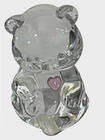 Fenton Art Glass Birthday Teddy Bear October Birthstone Pink Heart Excellent