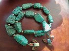 early vintage turquoise color stone necklace antique web nugget southwest retro — photo 9