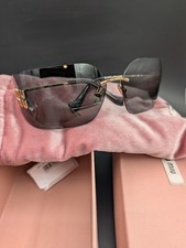 MIU MIU MU 54YS 5AK5S0 GOLD-DARK GREY WOMEN'S SUNGLASSES AUTHENTIC NEW OPEN BOX