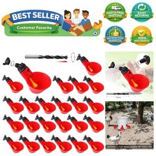 Effortless Hydration: 24 Automatic Chicken Waterer Cups with Installation Kit