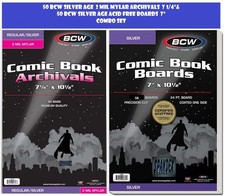 50 - BCW Archivals Regular / Silver 2-Mil Mylar Comic Book Bags  Board Set