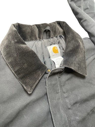 Carhartt Jacket Mens Size Large Black J002 Corduroy Collar Quilted Lining Cowboy - Picture 6 of 19