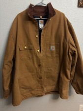 Carhartt Men’s Blanket Lined Brown Chore Barn Coat C01 Jacket 52 Made In The USA