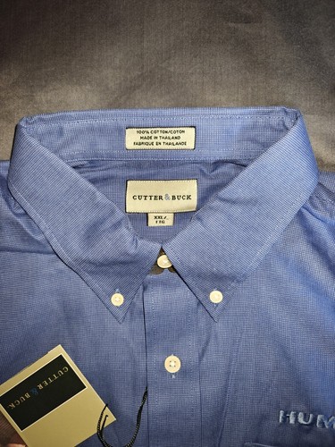 Cutter & Buck MensX XL Blue Plaid Long Sleeve Button Down Collar Shirt Hummer - Picture 4 of 12
