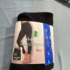 Felina Athletic Leggings 2-Pack Velvety Soft, Black, Large, E15