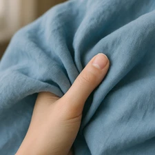 Dark Sky Blue Linen Fabric by the Yard – Material for Apparel, Crafts & Décor