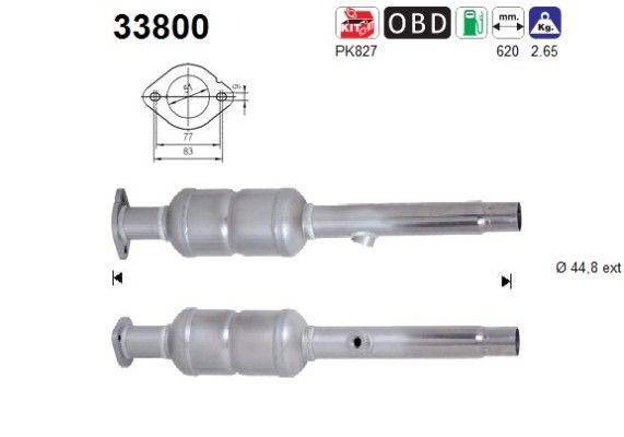 Catalyseur AS 33800 réduction des gaz nocifs pour moteur SEAT