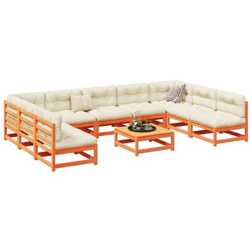 Vidaxl Gartenmöbel Sofa Garnitur Lounge Sitzgruppe 10-tlg. Massivholz Douglasie - Bild 5 von 53