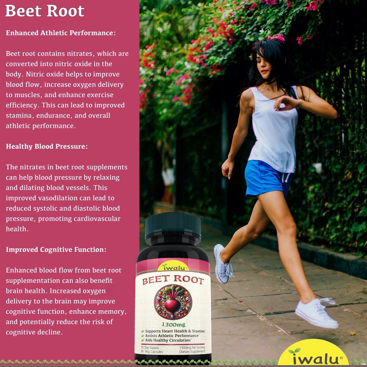 Natural Blood Pressure Support - Organic Beet Root - iwalu (official) SHIPS FREE