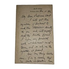 John Bates Clark ALS 1894 to A.B. Hart Harvard Economist AEA Founder