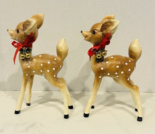 Lot de 2 rennes faons cerfs de Noël rétro vintage d'inspiration - Photo 4/8