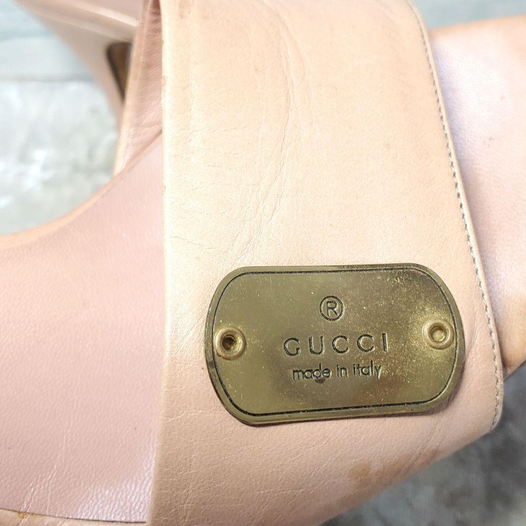 GUCCI Mules Sandals Heel Leather Pink Beige EU37/US7 116126c thumbnail 20