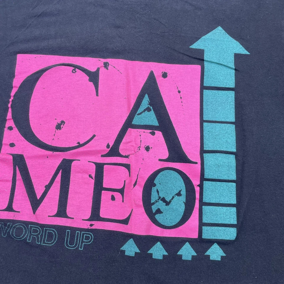 Camiseta vintage dupla face anos 80 CAMEO Funk Band Word Up Tour concerto GG - Imagem 3 de 4