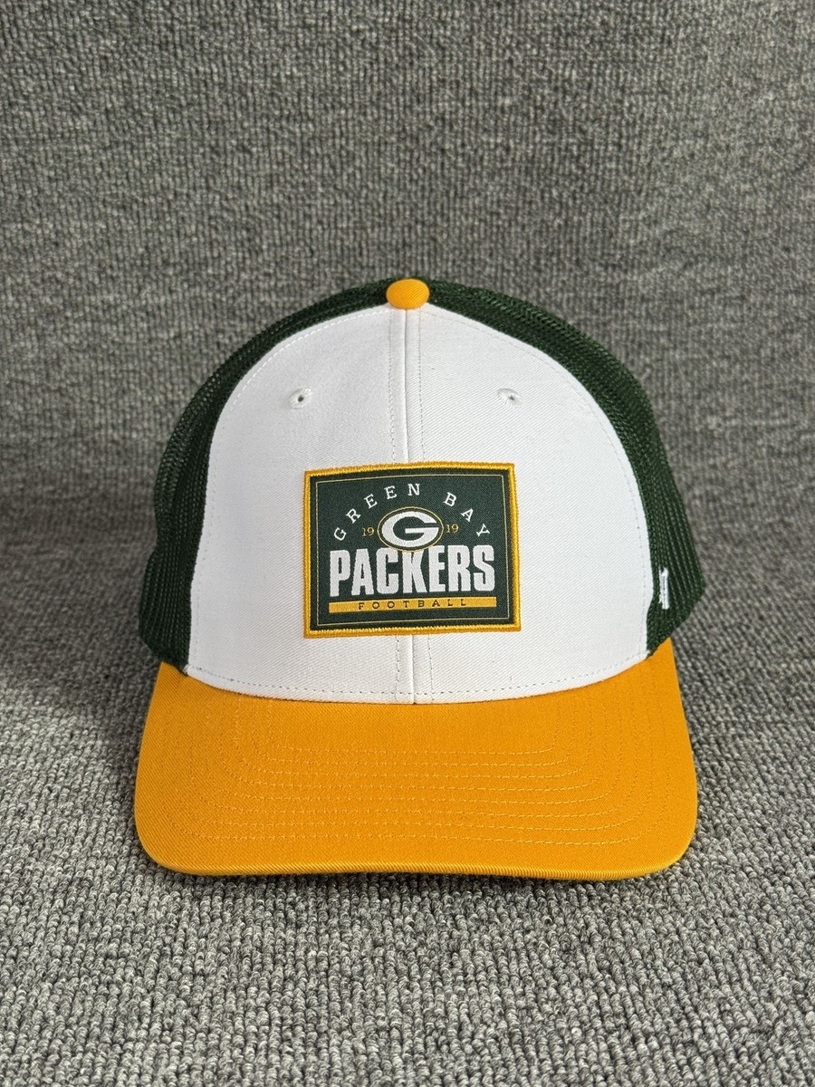 '47 Brand Green Bay Packers Trucker Strapback White Green Gold Hat One Size