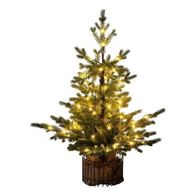 Nearly Natural 3ft Pre-Lit Christmas Tree in Jute Wire Planter