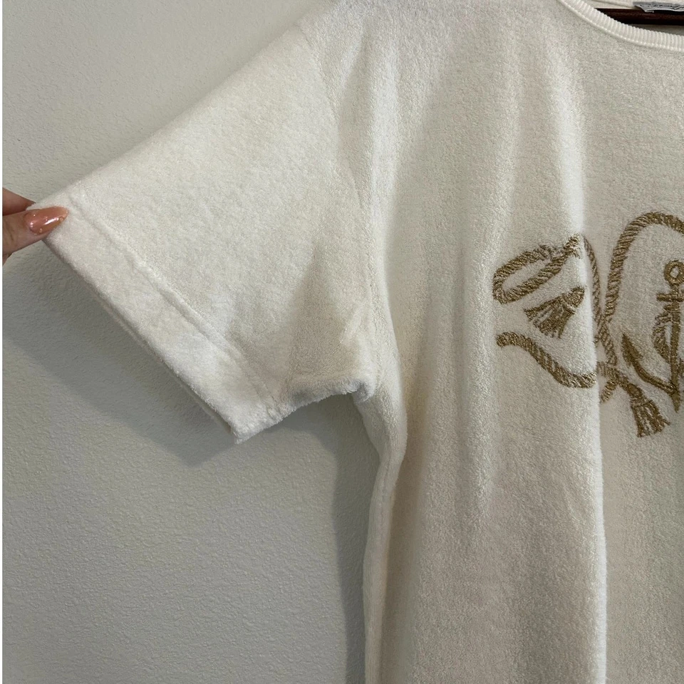 Conjunto de pijama de tela de felpa blanca de colección Bloomingdale's talla M ropa de salón clásica indie Foto 4 de 4