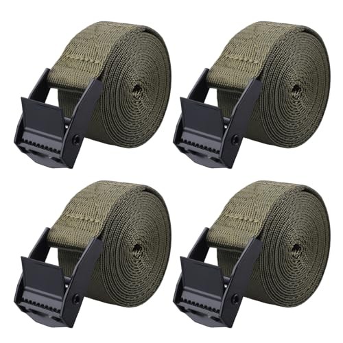 Lashing Straps Ratchet Tie Down Secure Cinch Strap 3.3 ft #1 Green - 4 Pack - Picture 3 of 7