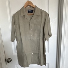 VTG Polo Ralph Lauren Men's M Beige 100% Italian Linen Caldwell Shirt USA Made