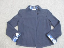 St. John Jacket Womens 2 Navy Santana Knit Mandarin Collar Lined Made USA