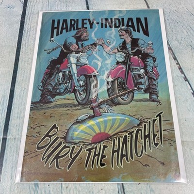1981 Harley Indian Bury the Hatchet Vtg Print Ad/Poster Pinup Art Magazine Page