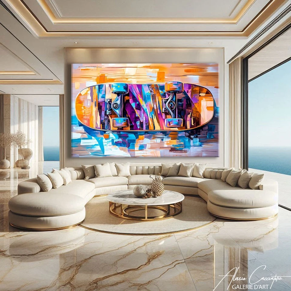 Impresión de arte de monopatín moderno abstracto enmarcado lienzo arte de pared arte urbano callejero Foto 3 de 4