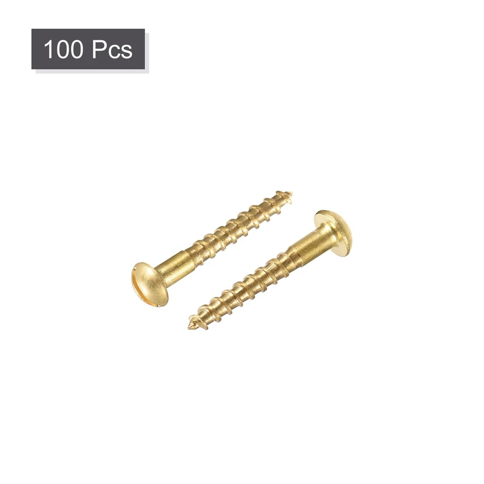 Bois Vis M1.6 x 12mm Fendu Rond Tête Laiton Autotaraudant Vis 100 Pcs - Photo 3/4