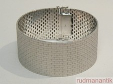 breites ARMBAND GOLD 585 WEISSGOLD feines BACKSTEINMUSTER 60er Jahre - punziert