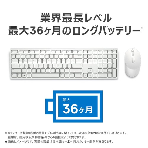 Dell Pro Wireless Keyboard & Mouse (Japanese) KM5221W White - Picture 4 of 6