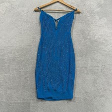 NWT Symphony Dress Women's Small Mini Blue Glitter Shiny Tight Party