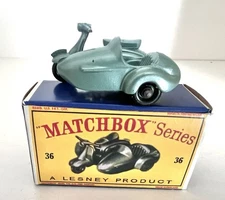 MATCHBOX LESNEY LAMBRETTA TV175 SCOOTER W/SIDECAR-No, 36-B- NM W/BOX - MUST SEE