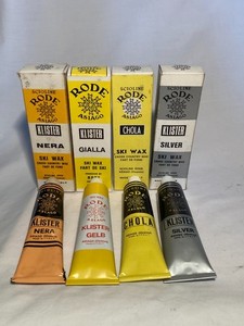 Four c1960s-70s Scioline Rode Asiago mixed Ski Wax lot from Italy in Boxes