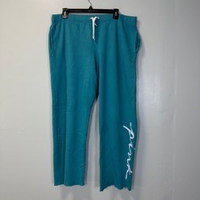 Pink Victoria's Secret Teal Blue Raw Hem Wide Leg Sweatpants Large