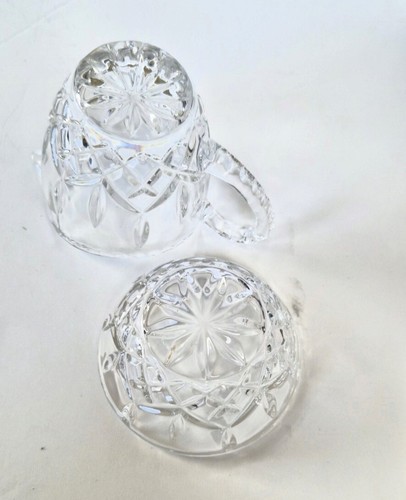 Sugar Bowl & Creamer Set VTG Lead Crystal Pressed Glass German Diamond Flame - Picture 8 of 12
