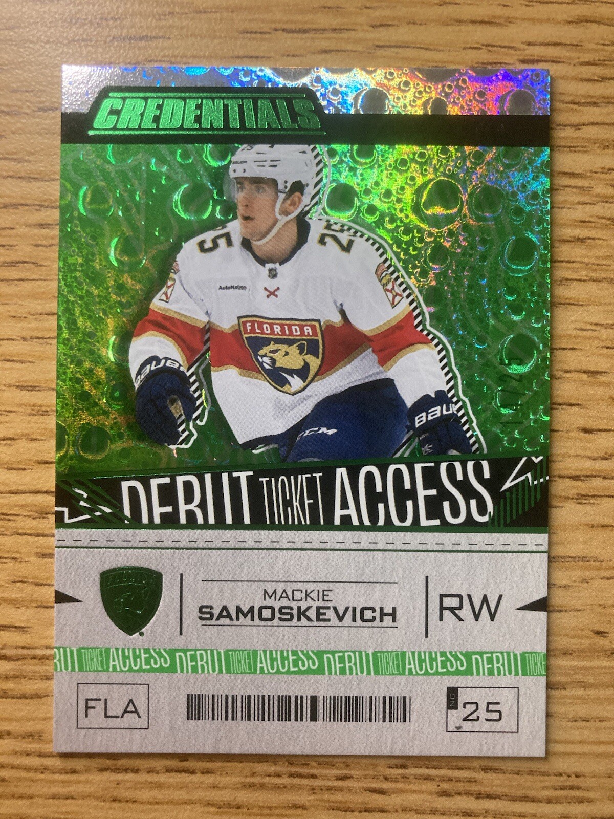 Mackie Samoskevich 23-24 UD Credentials - Debut Ticket Access GREEN /25 Rookie