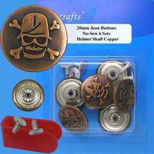 20 mm No-Sew Brass Replacement Jean Tack Buttons 69F43 6 CT.