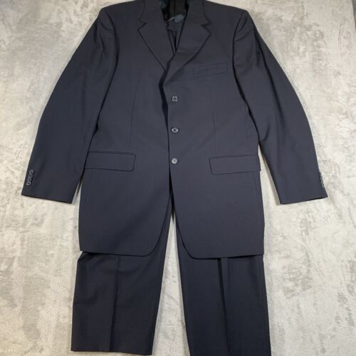 Burberry Suit Mens 42 L Blue Wool 2 Piece Button W 36 L 30 London USA Made Unite