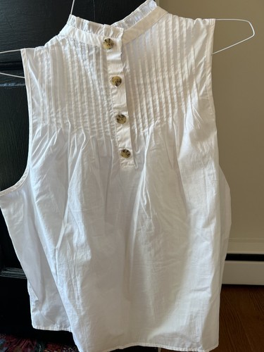 J.Crew Pintuck Cotton Poplin Top Sleeveless Shirt, White BL077, Size Large NEW - Picture 13 of 14
